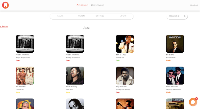 chansons jazz piano application