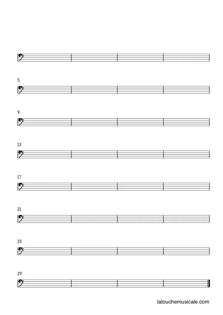 Tablature, Printable Blank Sheet Music, Music Staff Paper, Letter/a4 PDF,  Instant Download 