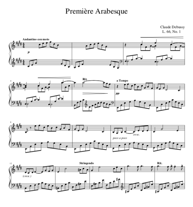 arabesque debussy sheet music