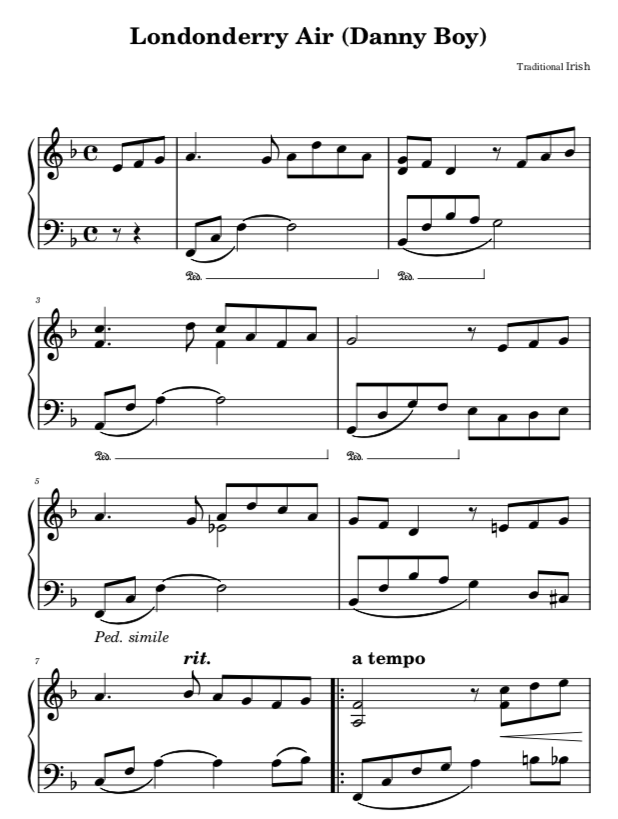 Danny Boy Easy Sheet Music For Free In PDF La Touche Musicale