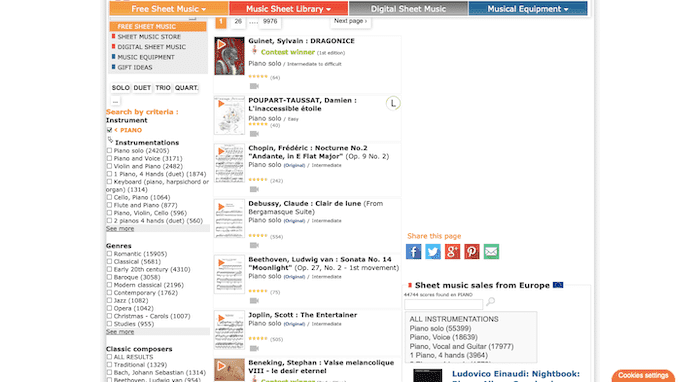 free scores spartiti facili pianoforte