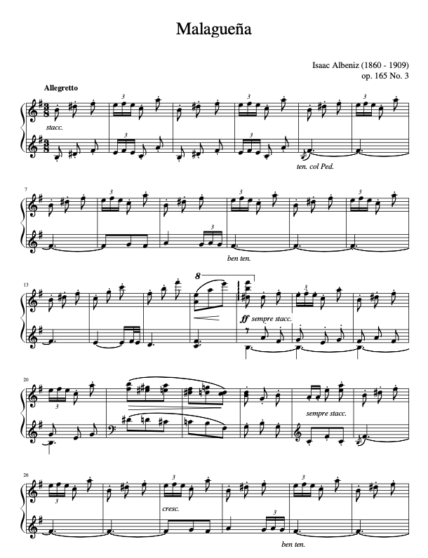 malaguena sheet music