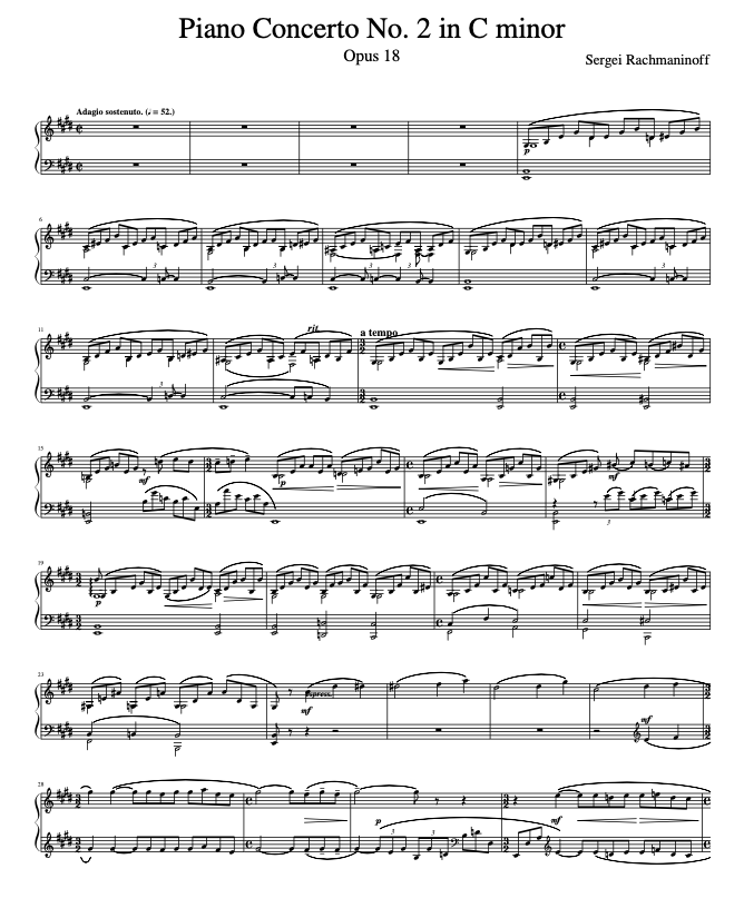 piano concerto 2 rachmaninoff partition