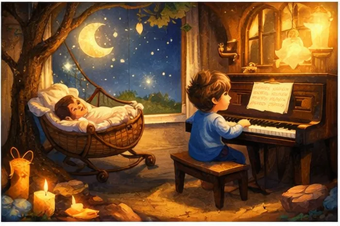 rock a bye baby effie crockett song for children piano