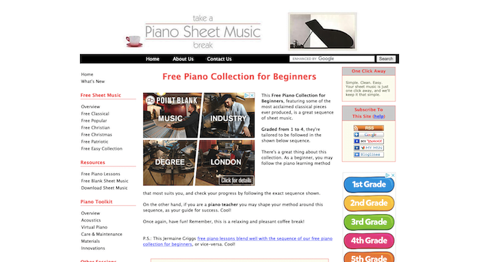 take a piano sheet music break homepage