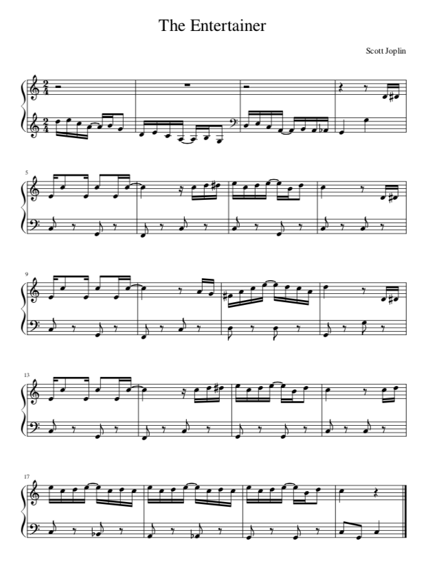 sentar incondicional convertible The Entertainer - Partitura fácil en PDF - La Touche Musicale