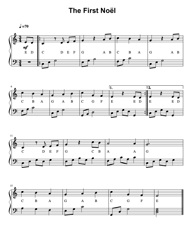 the first noel sheet music