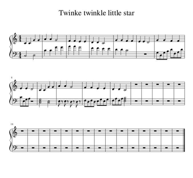 twinke twinkle little star sheet music