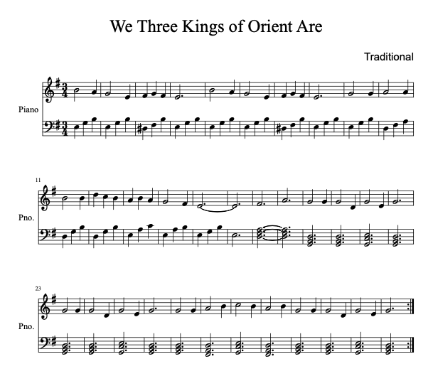 We Three Kings Easy Free Sheet Music In PDF La Touche Musicale