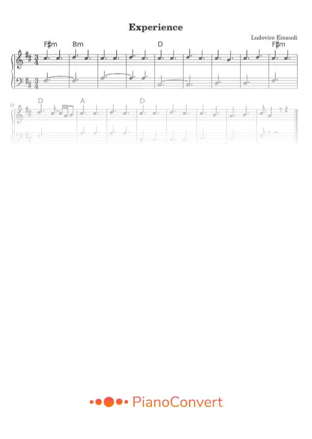 Experience - Easy Sheet Music in PDF - La Touche Musicale