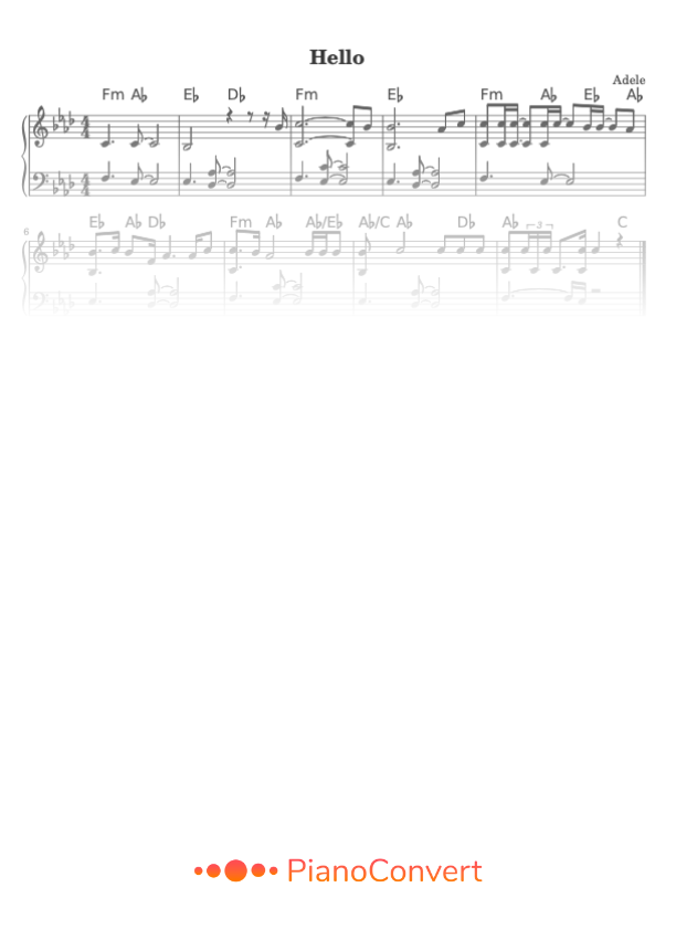 Cargado ilegal Conciliador Hello - Partitura para Piano Fácil en PDF - La Touche Musicale