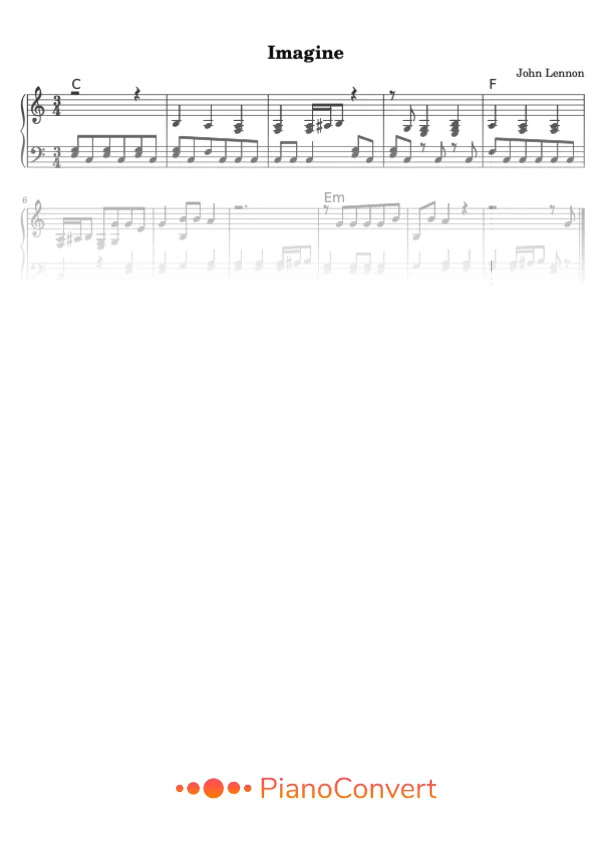 Escarpa realeza sabor dulce Imagine - Partitura Fácil en PDF - La Touche Musicale