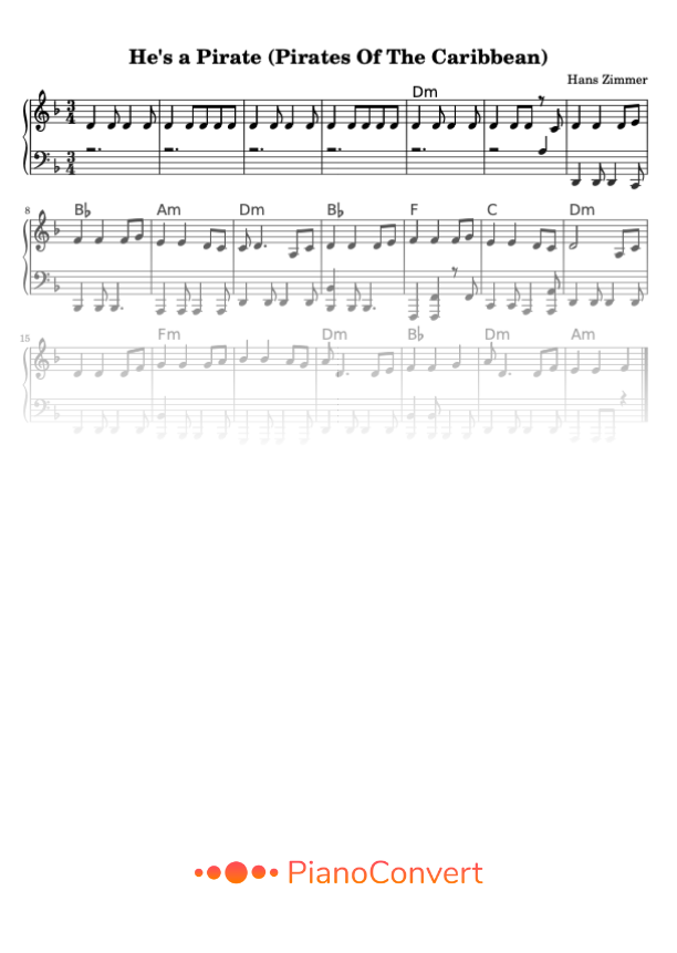 La cabra Billy Encommium estornudar Piratas del Caribe - Partitura para Piano Fácil en PDF - La Touche Musicale