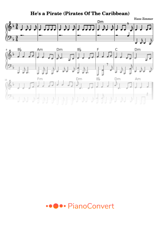 Pirates Of The Caribbean Easy Piano Sheet Music In PDF La Touche 