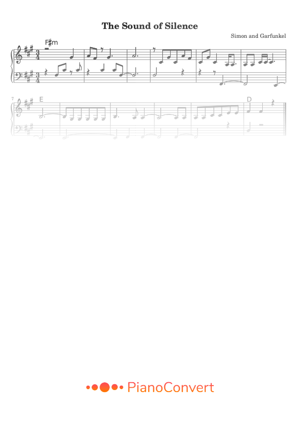 the sound of silence sheet music