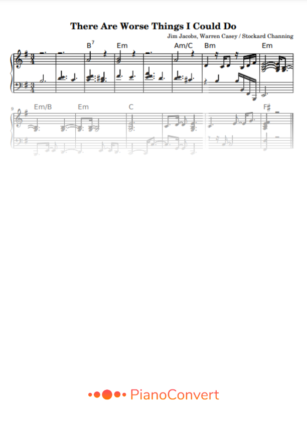 there are worse things i could do partitura piano