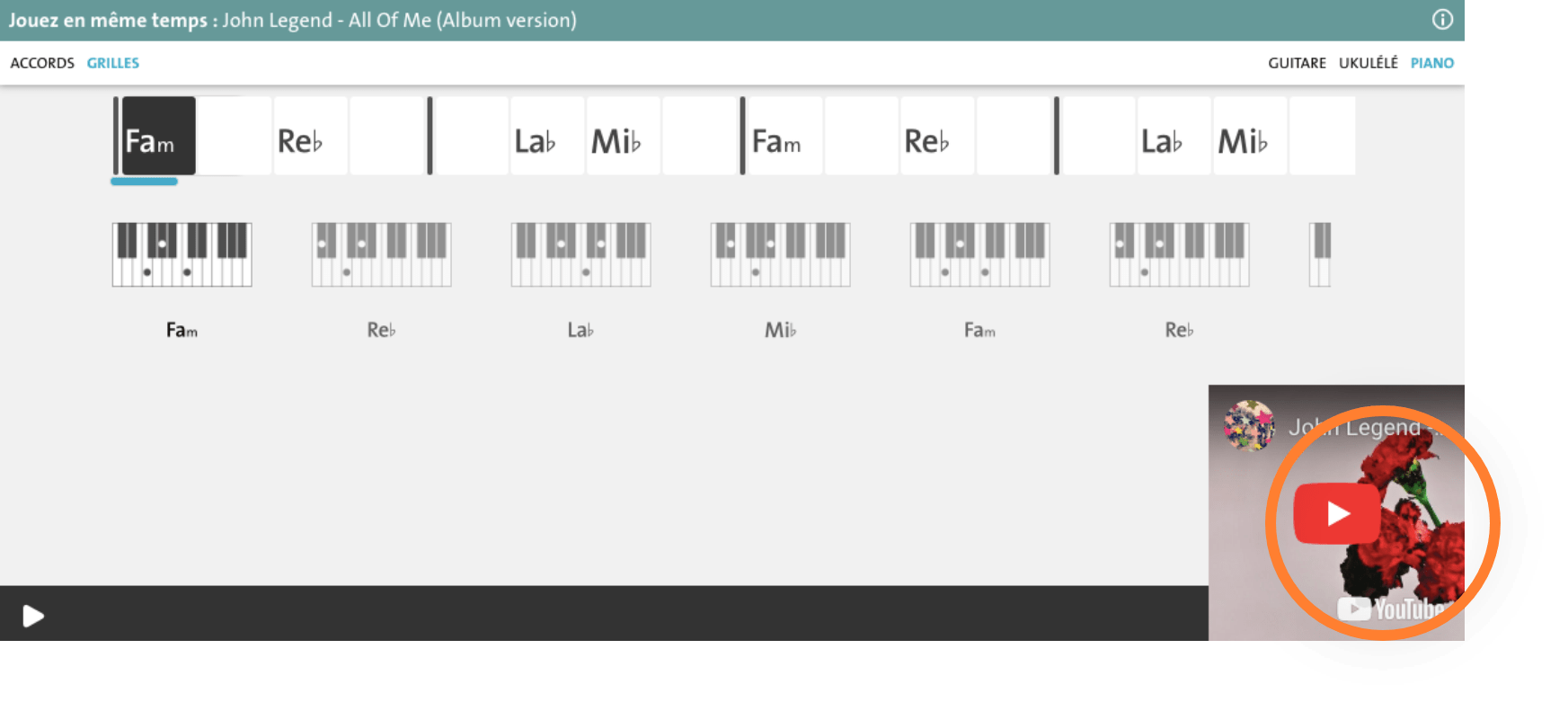 A Thousand Years Accords de Piano Interactifs La Touche Musicale