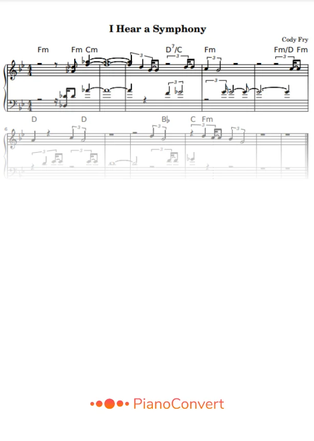 I Hear A Symphony - Partition de Piano Facile en PDF - La Touche