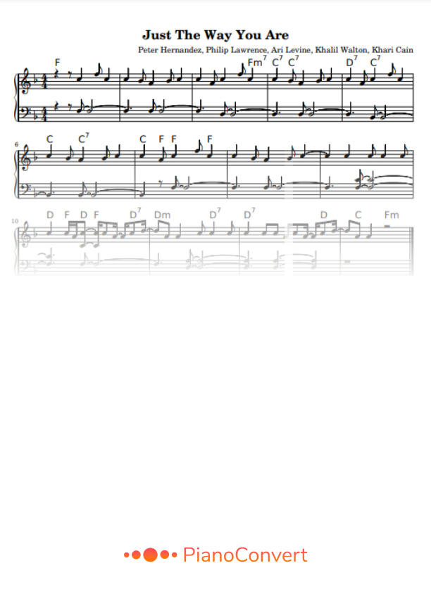 just the way you are piano sheet music