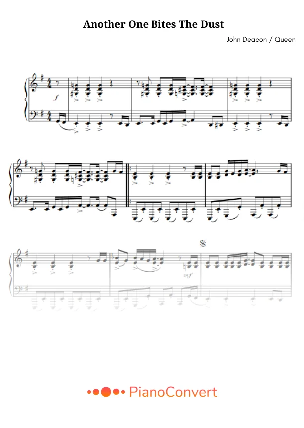 Another One Bites The Dust - Easy Sheet Music in PDF - La Touche Musicale