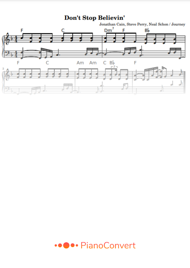 don't stop believin partitura piano