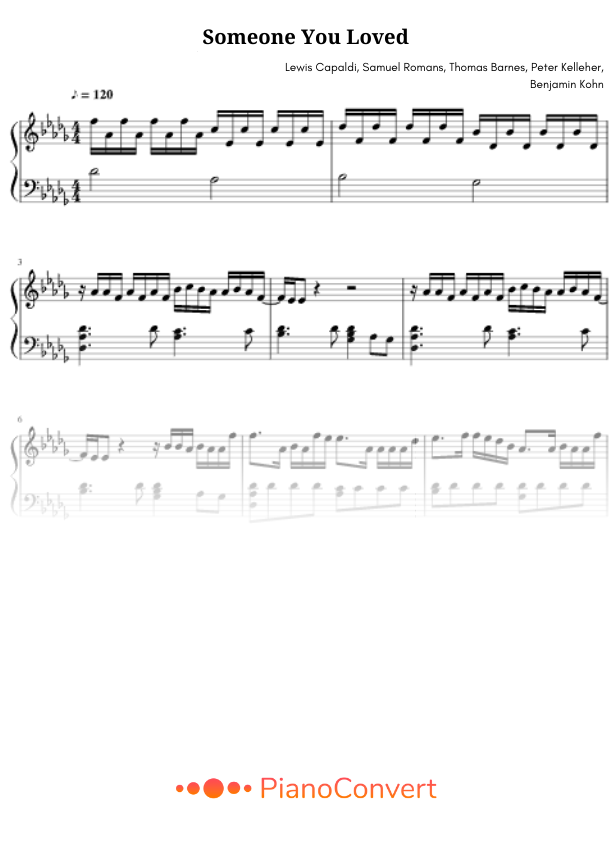 someone you loved piano sheet music