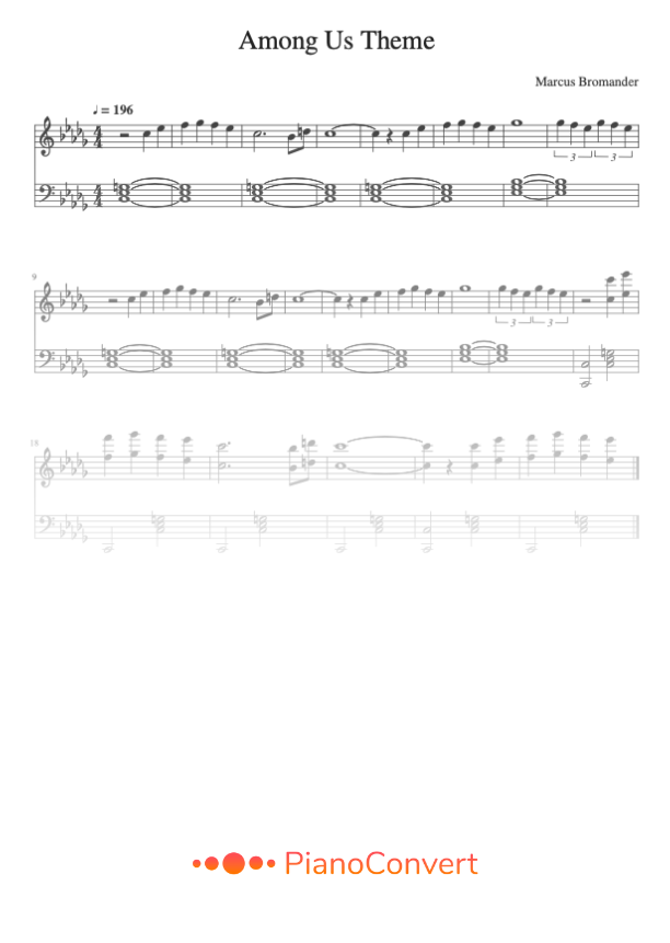 Among Us Theme Easy Piano Sheet Music In Pdf La Touche Musicale