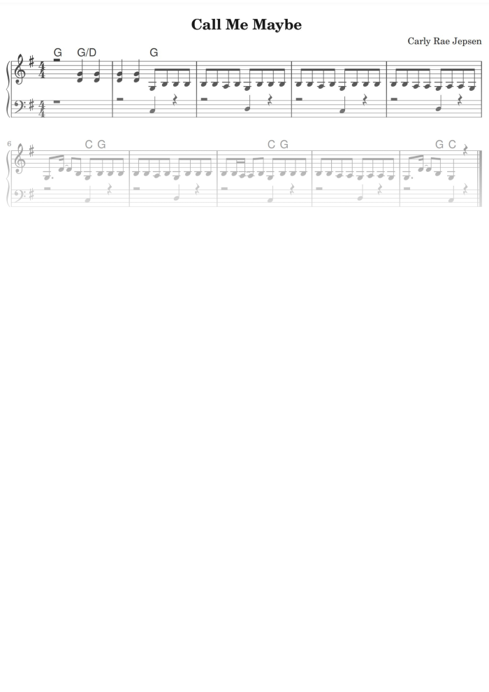 Call Me Maybe Easy Piano Sheet Music In Pdf La Touche Musicale