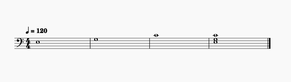 Acorde de do mayor primera inversión mano derecha partitura