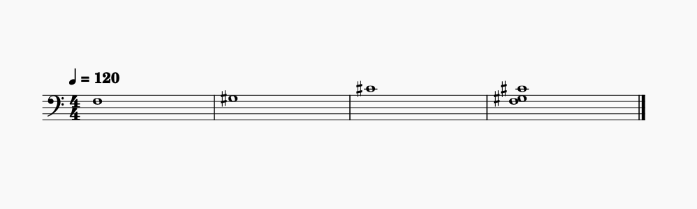 acorde Re bemol maior primeira inversão pauta partitura mão esquerda