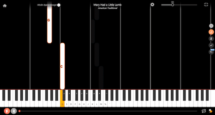 mary had a little lamb piano notes main gauche