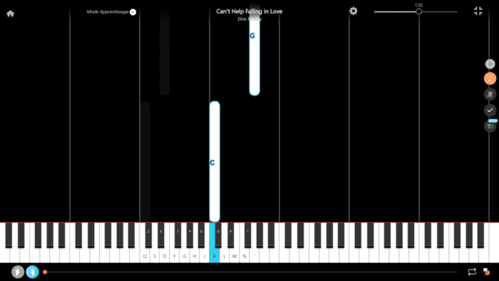 cant help falling in love piano noten buchstaben rechte Hand