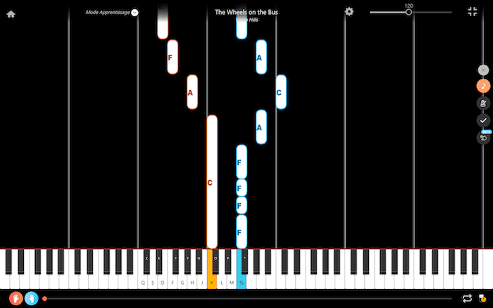 les roues de l'autobus notes piano deux mains