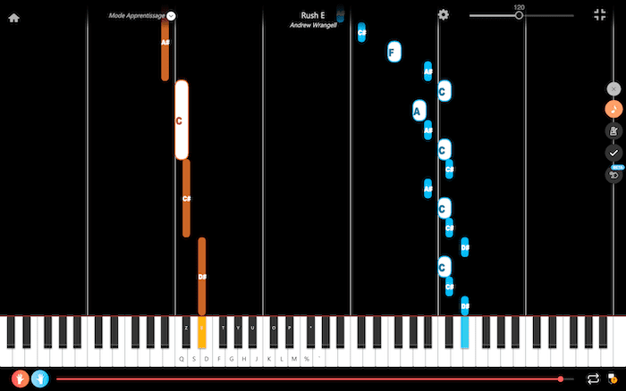 rush e piano notes deux mains