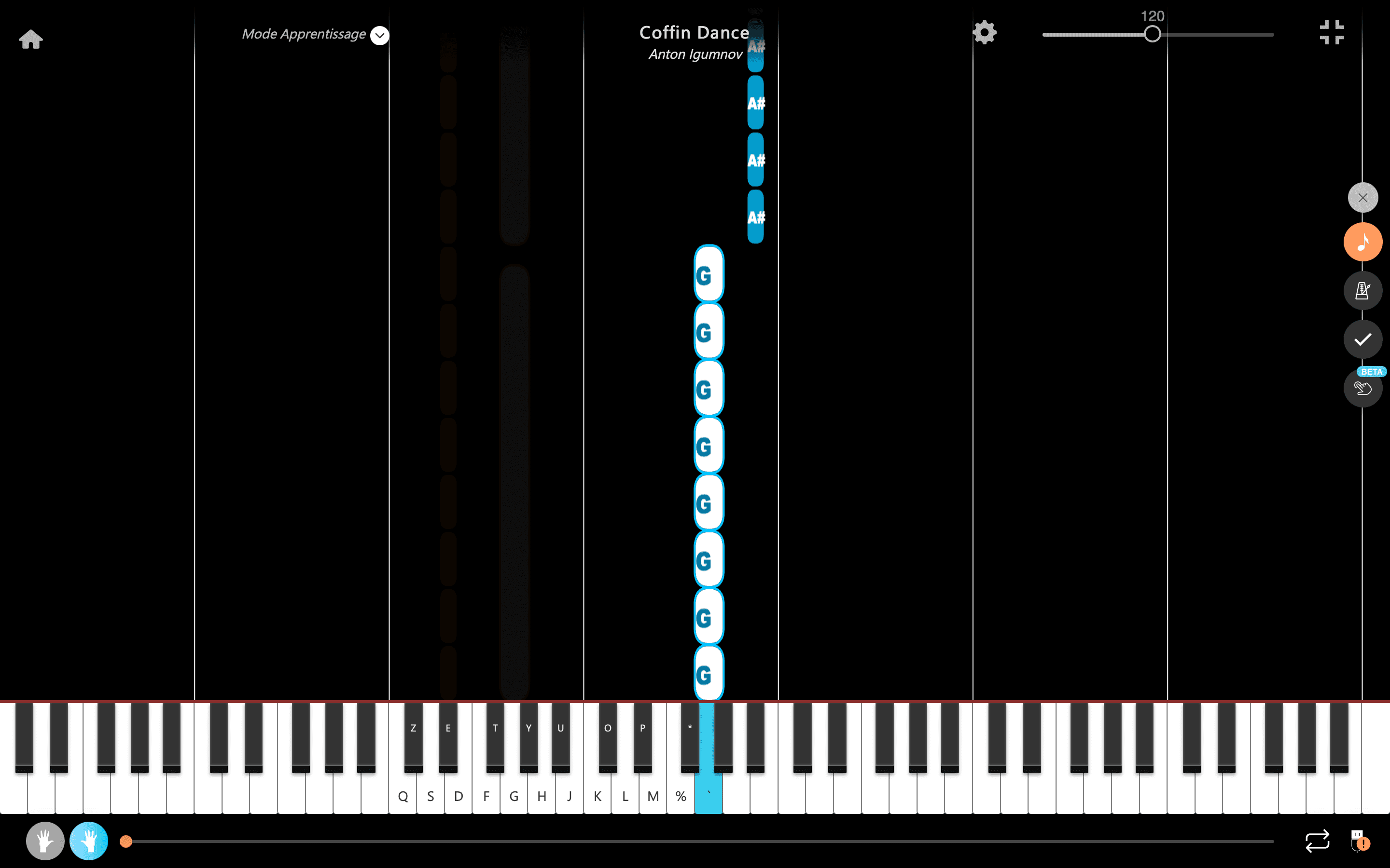 coffin dance piano notas mano derecha