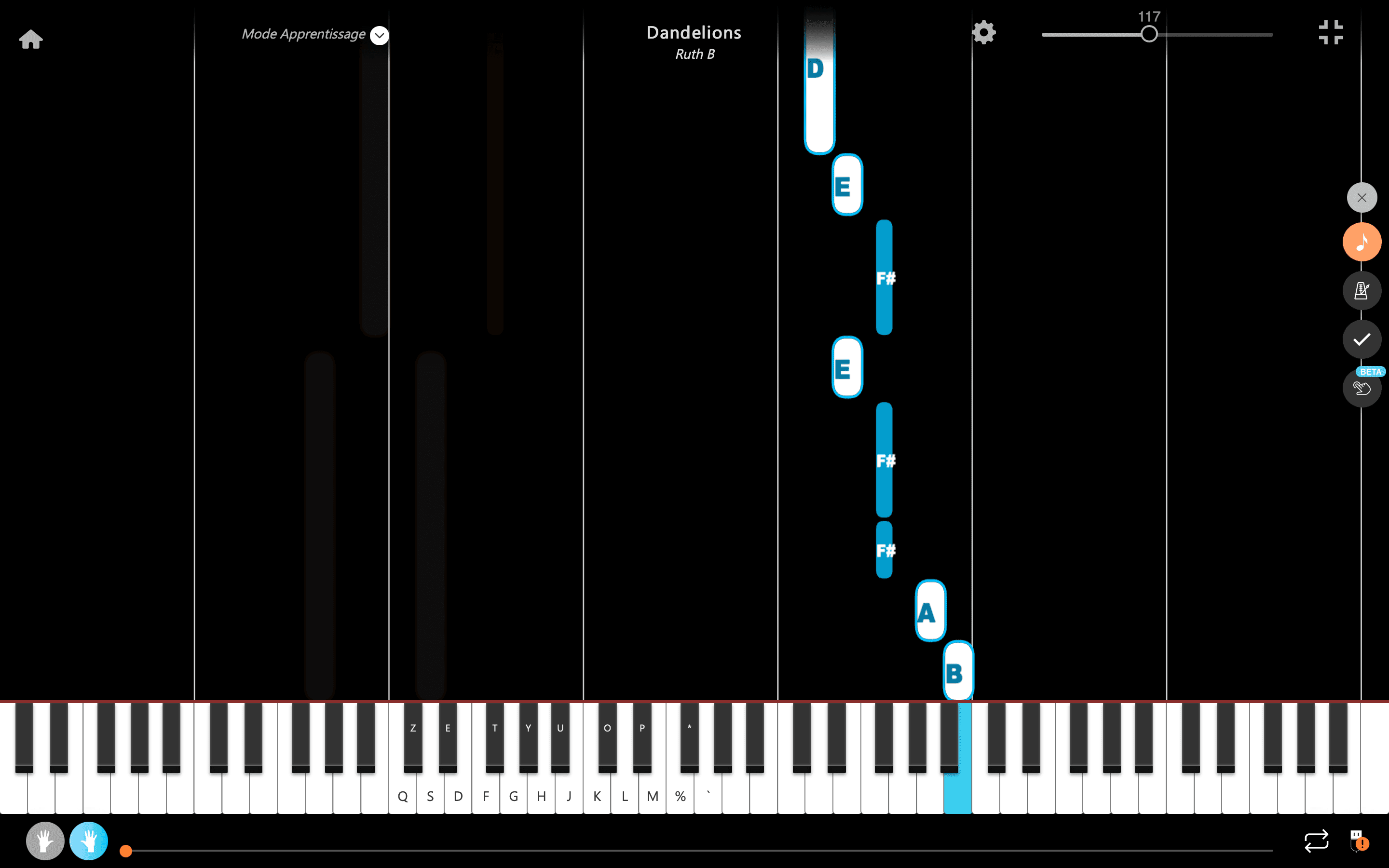 dandelions piano notas mano derecha