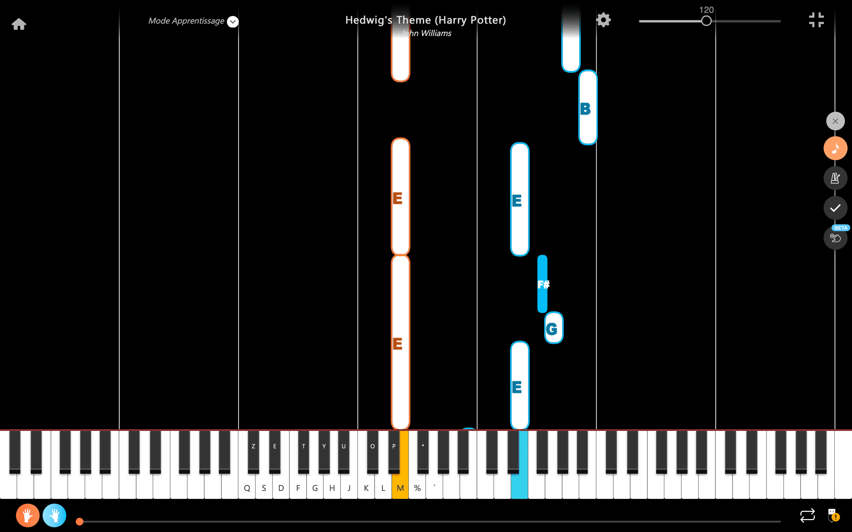 hedwigs theme piano notas dos manos