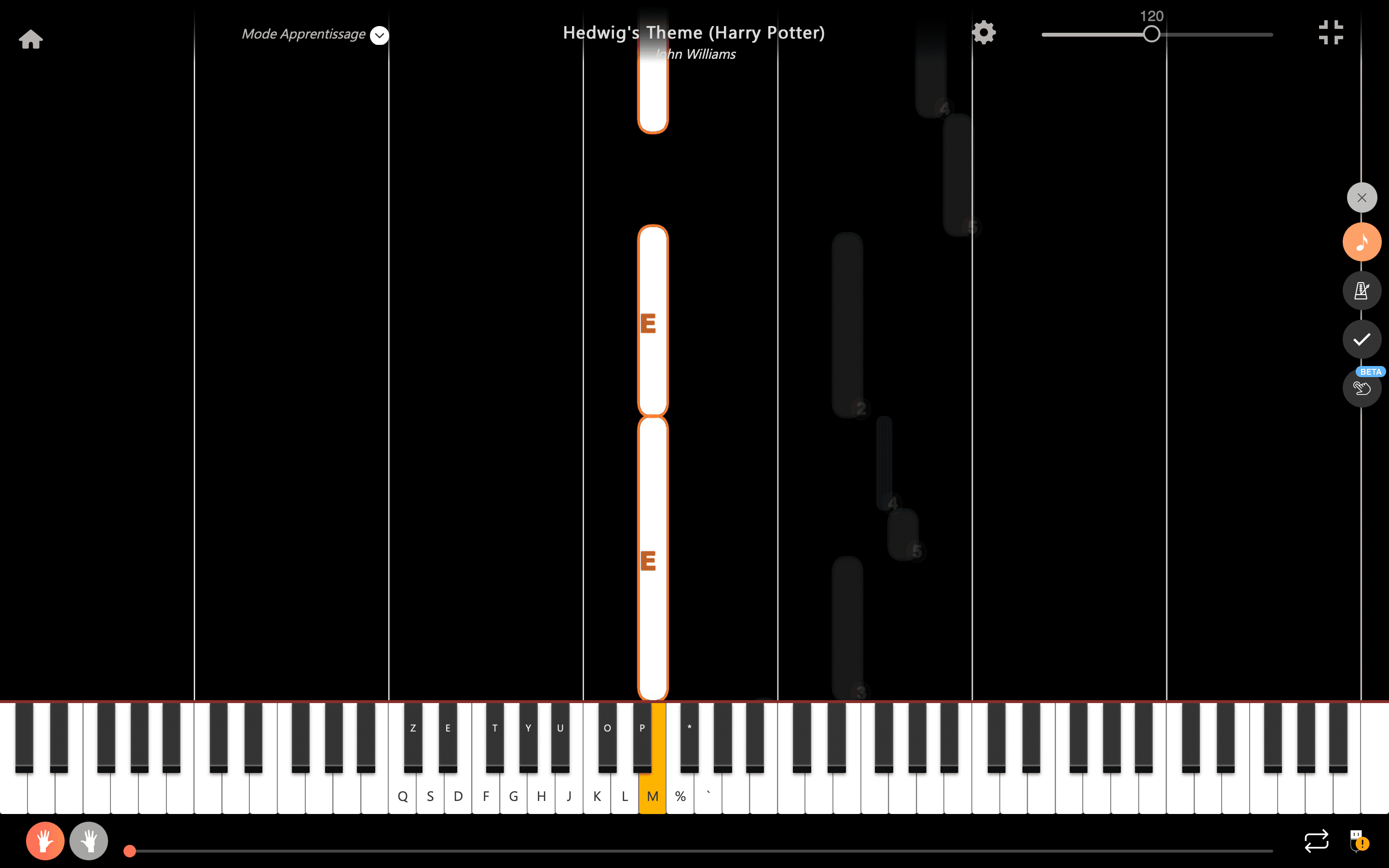 hedwigs theme piano notas mano izquierda