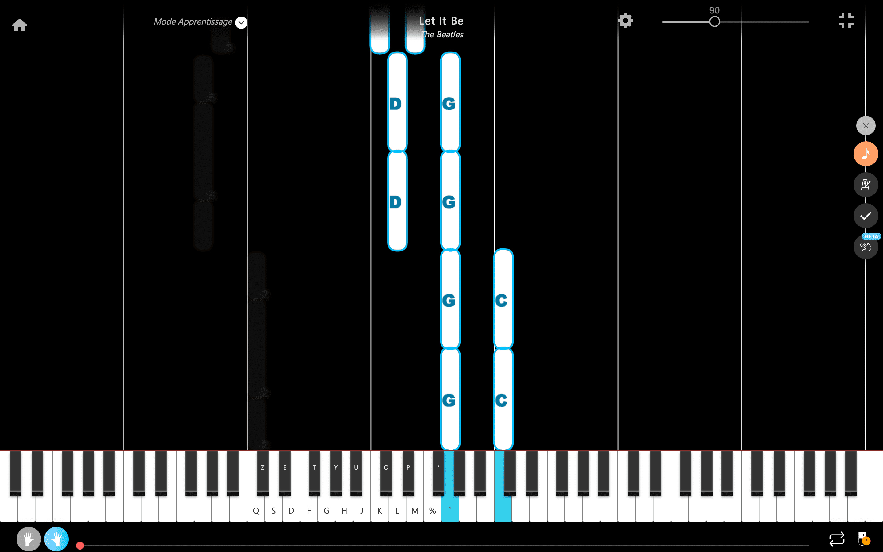 let it be piano noten buchstaben rechte Hand