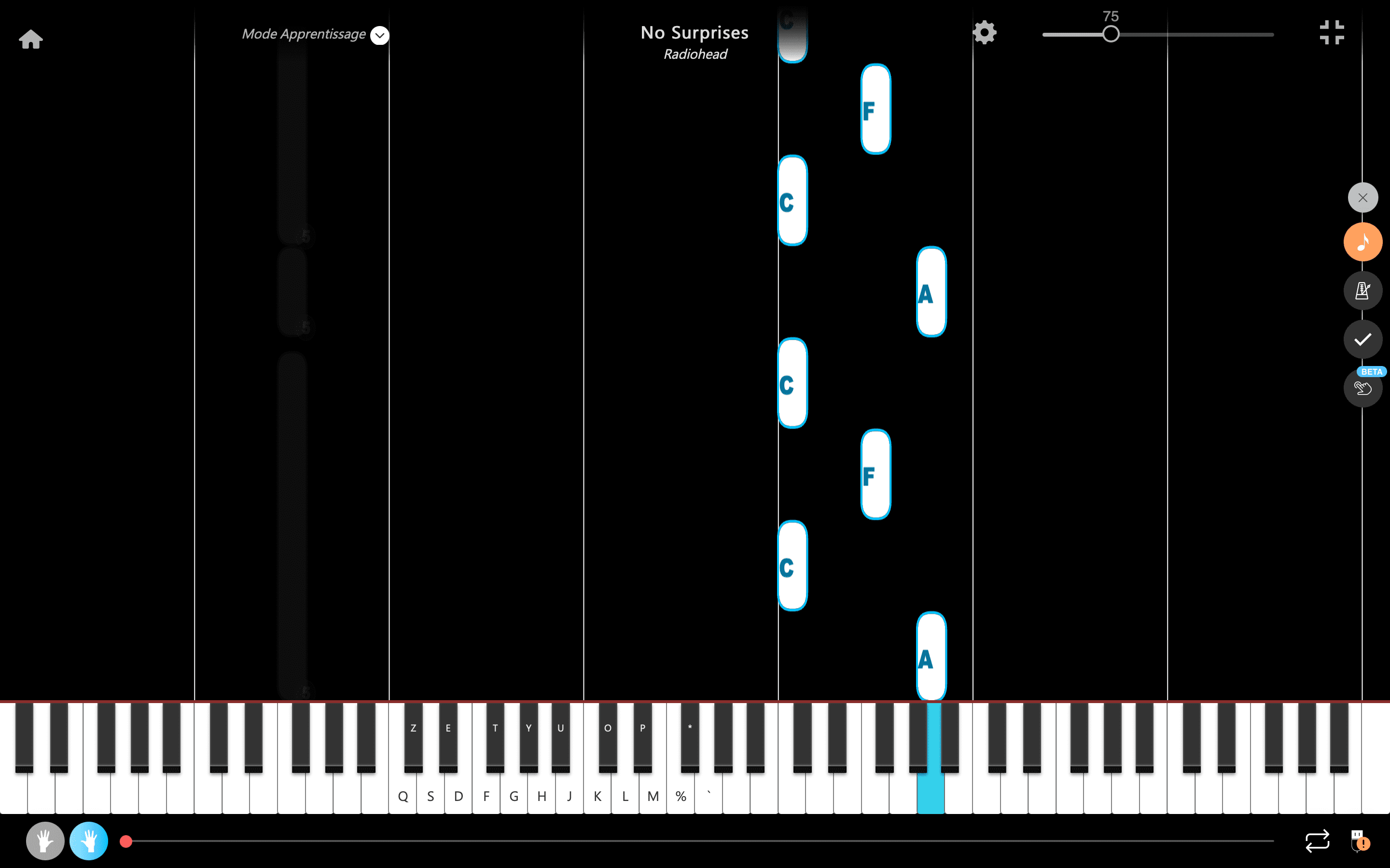 no surprises piano notes right hand