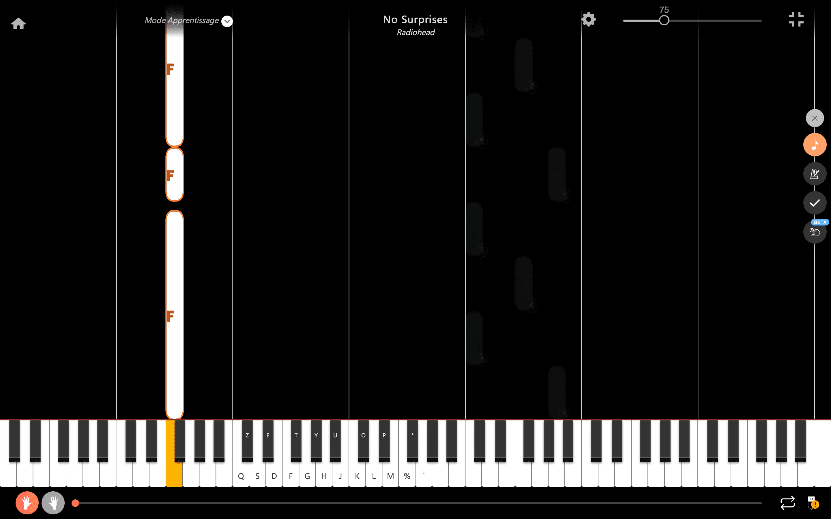 no surprises piano notes left hand