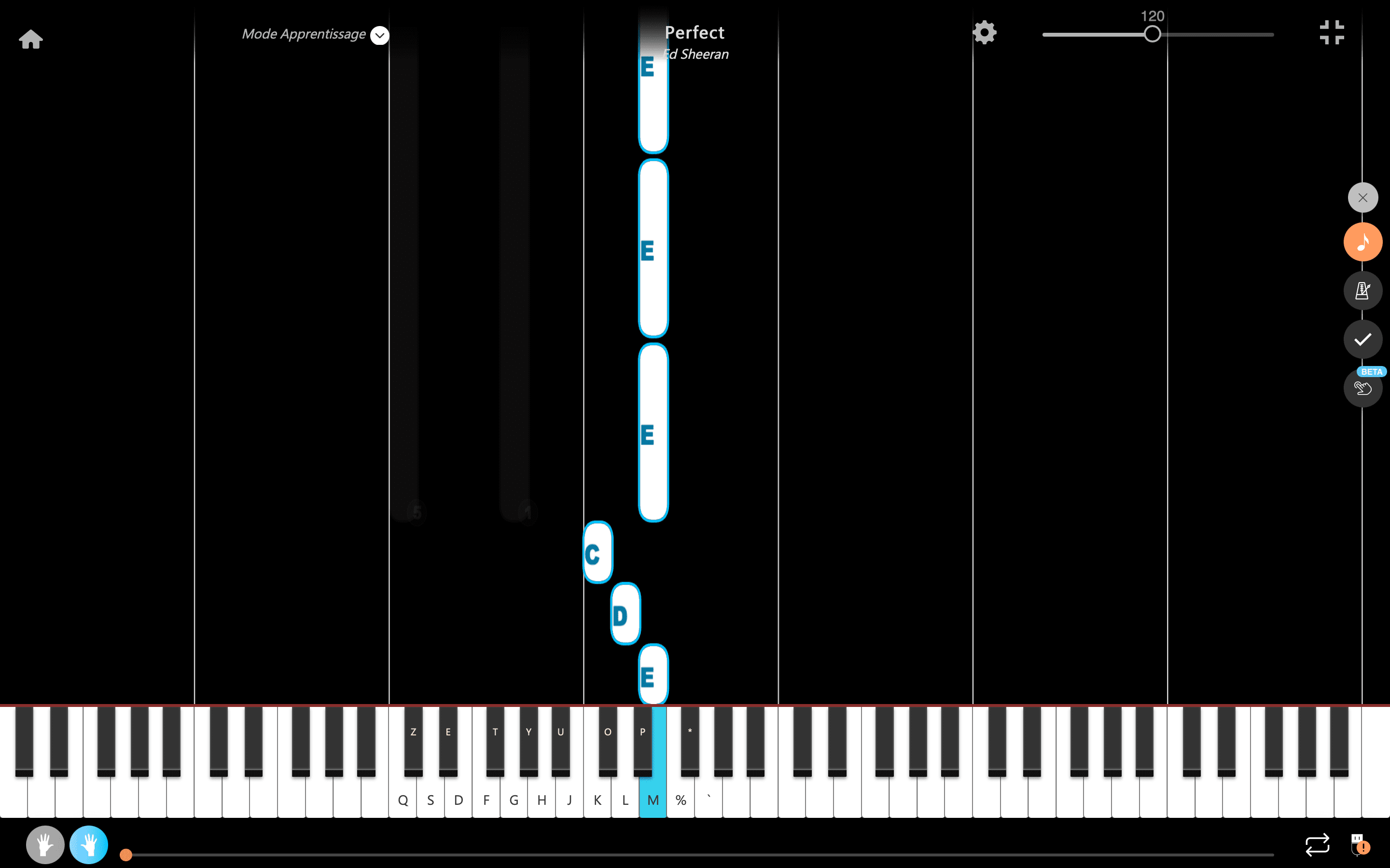 perfect piano notas mano derecha