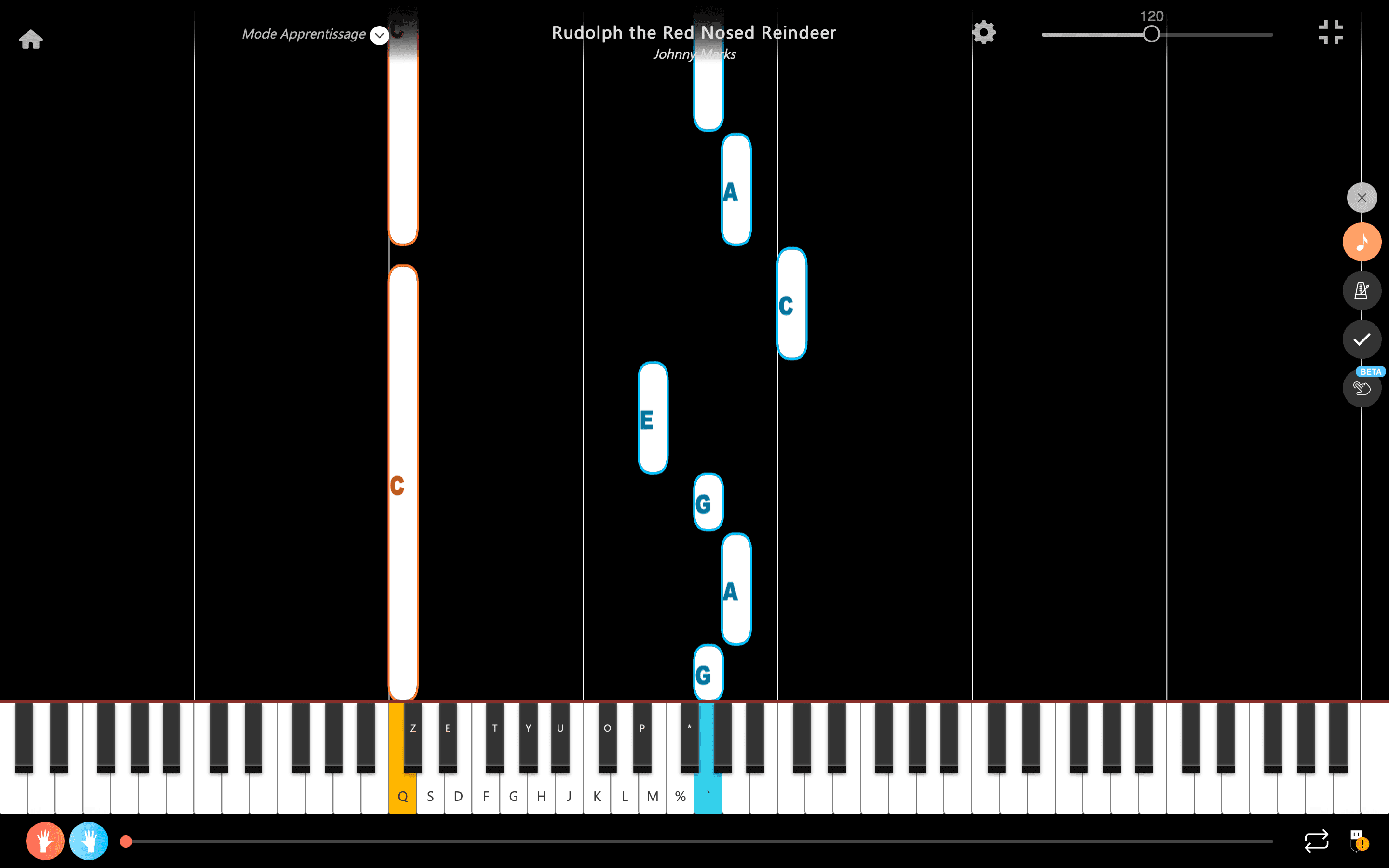 rudolph le petit renne au nez rouge notes piano deux mains