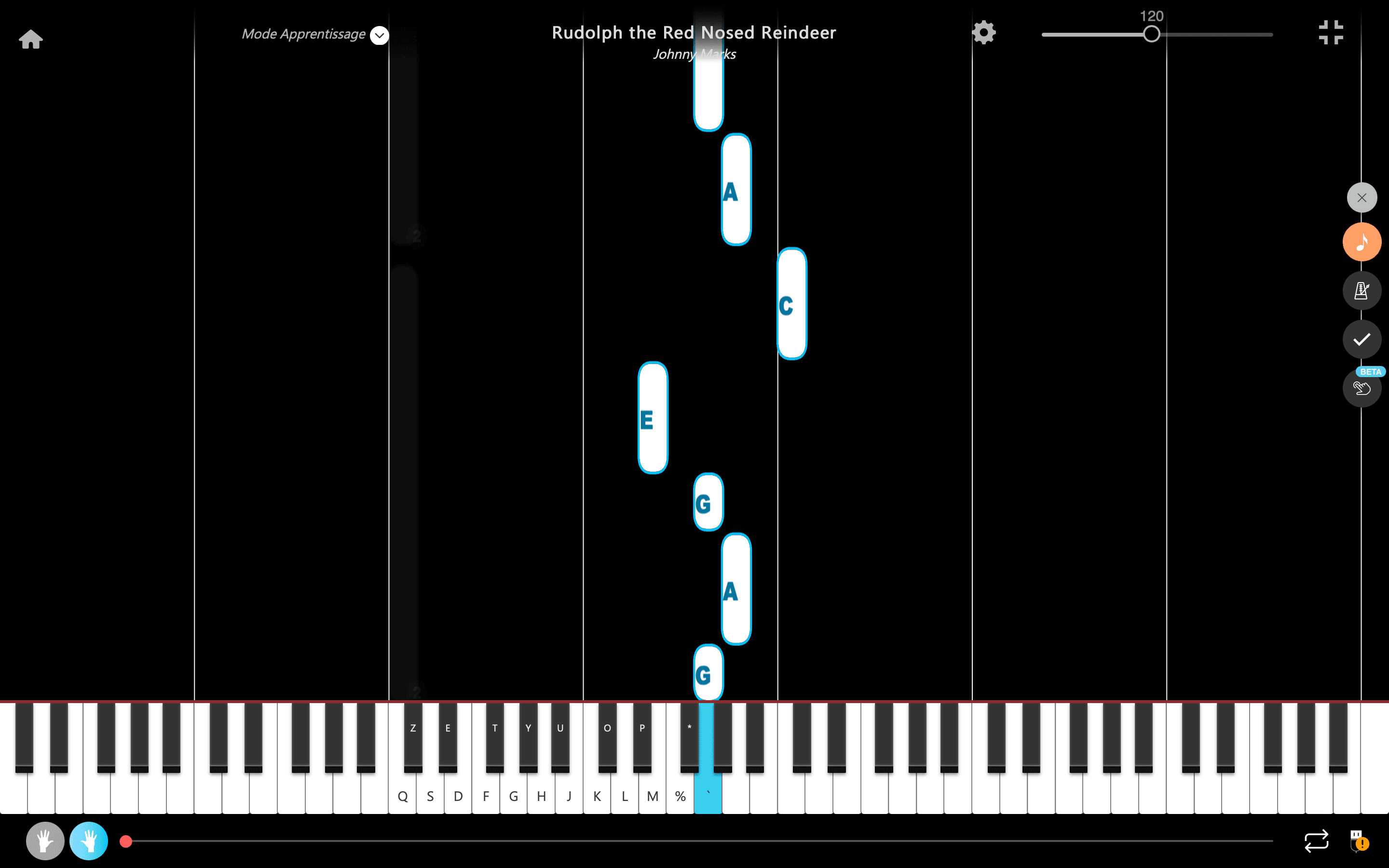 rudolph le petit renne au nez rouge notes piano main droite