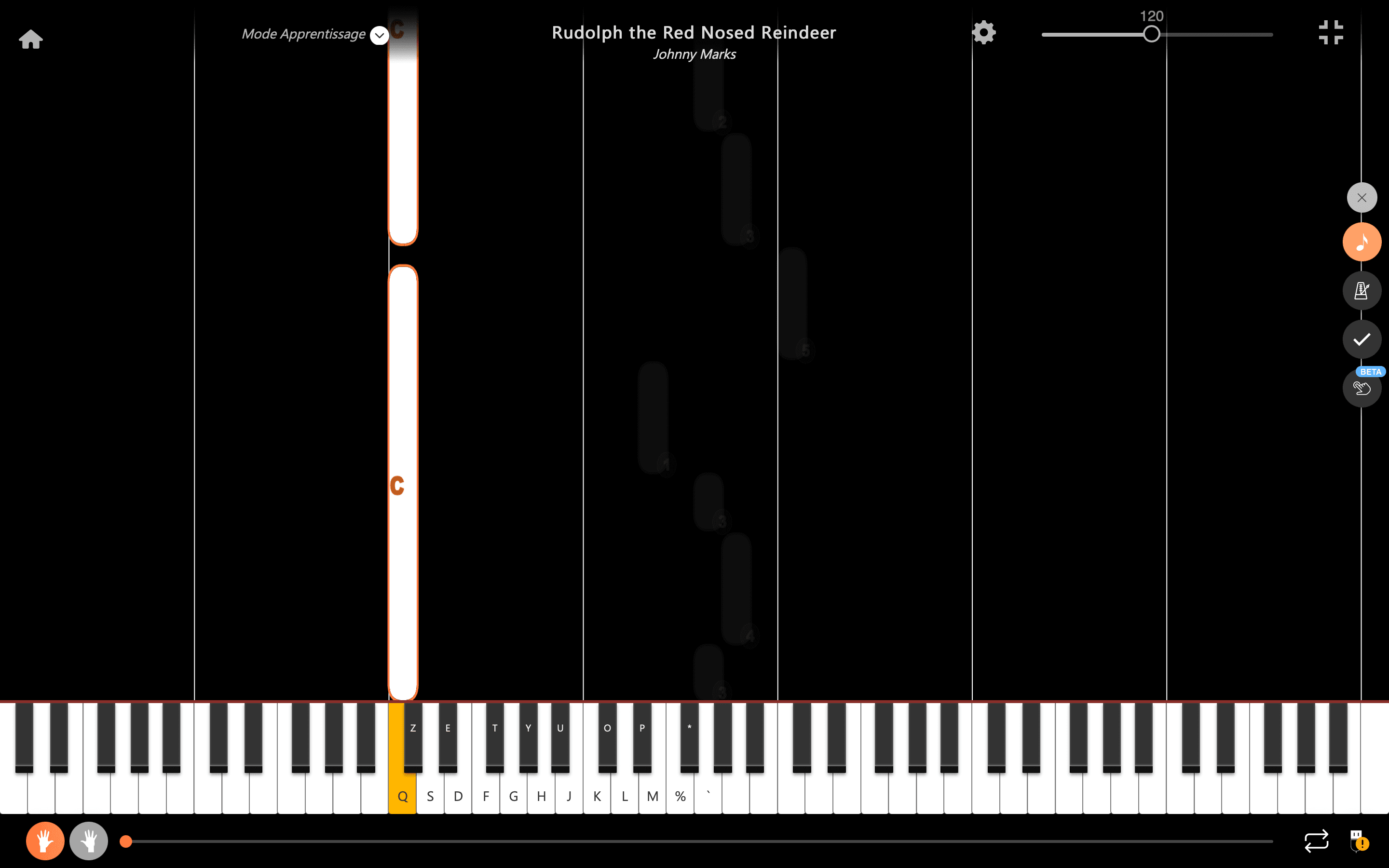 rudolph le petit renne au nez rouge notes piano main gauche