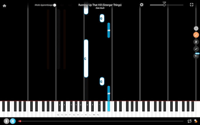 running up that hill piano noten buchstaben rechte Hand