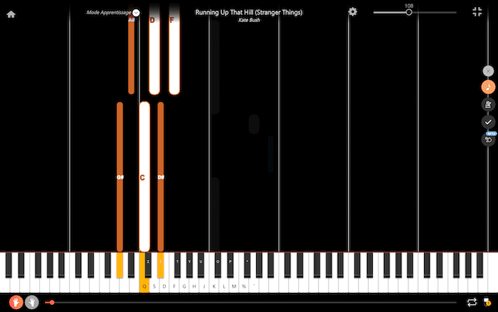 running up that hill piano noten buchstaben linke Hand