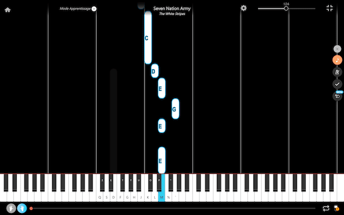 seven nation army notes piano main droite