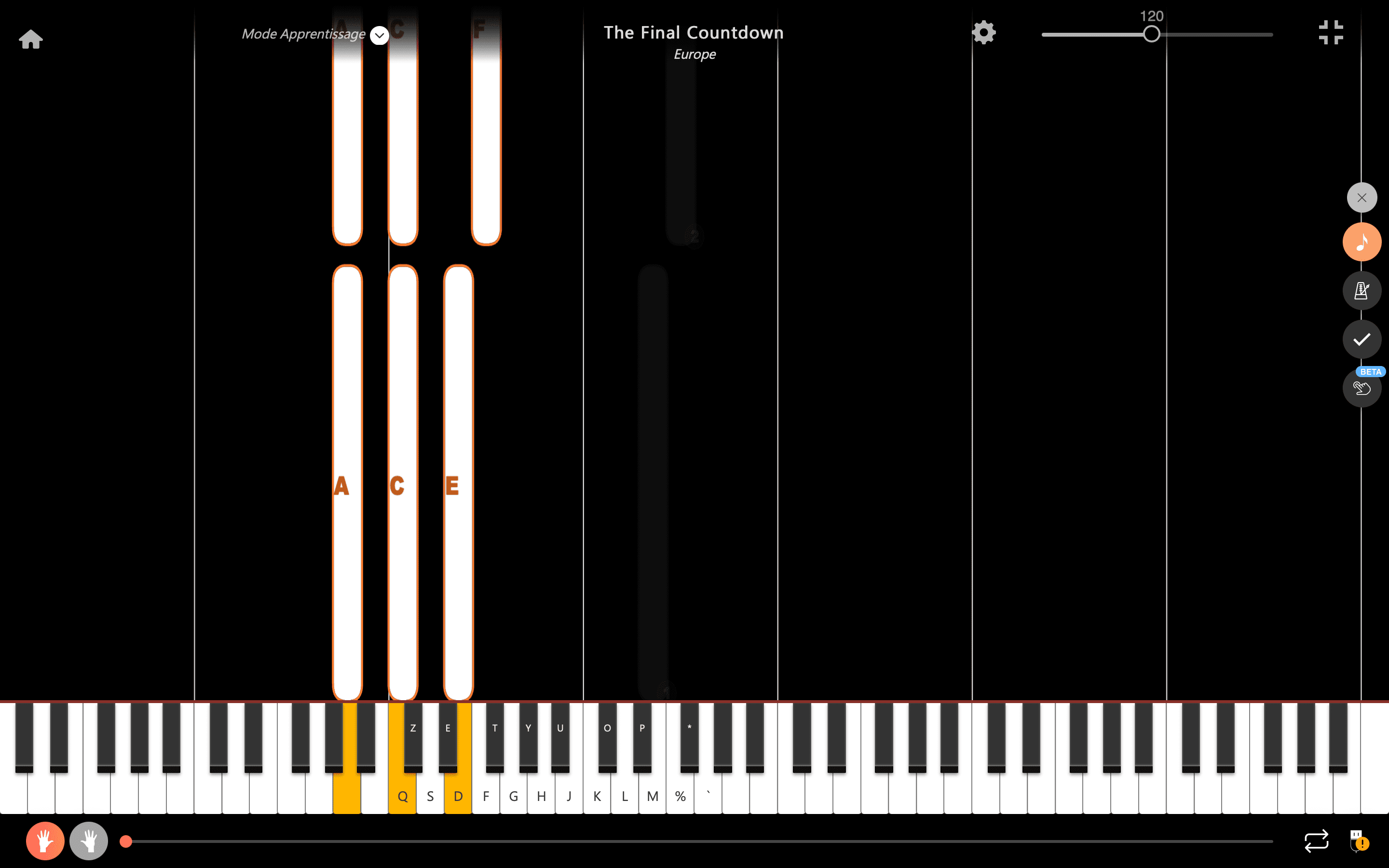 the final countdown pianoforte note mano sinistra