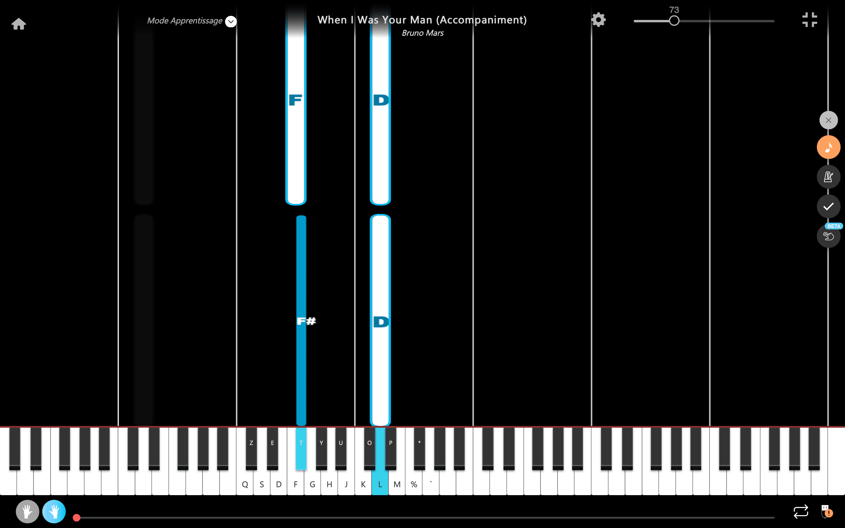 when i was your man piano notas mano derecha